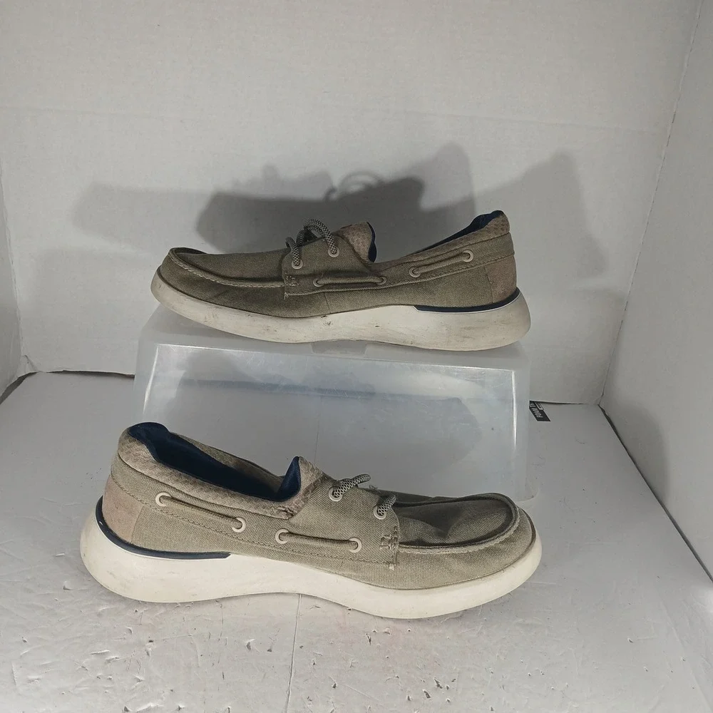 Skechers Boat Shoes 7.5 Taupe 65896 Goga Mat Arch Comfort Loafers
